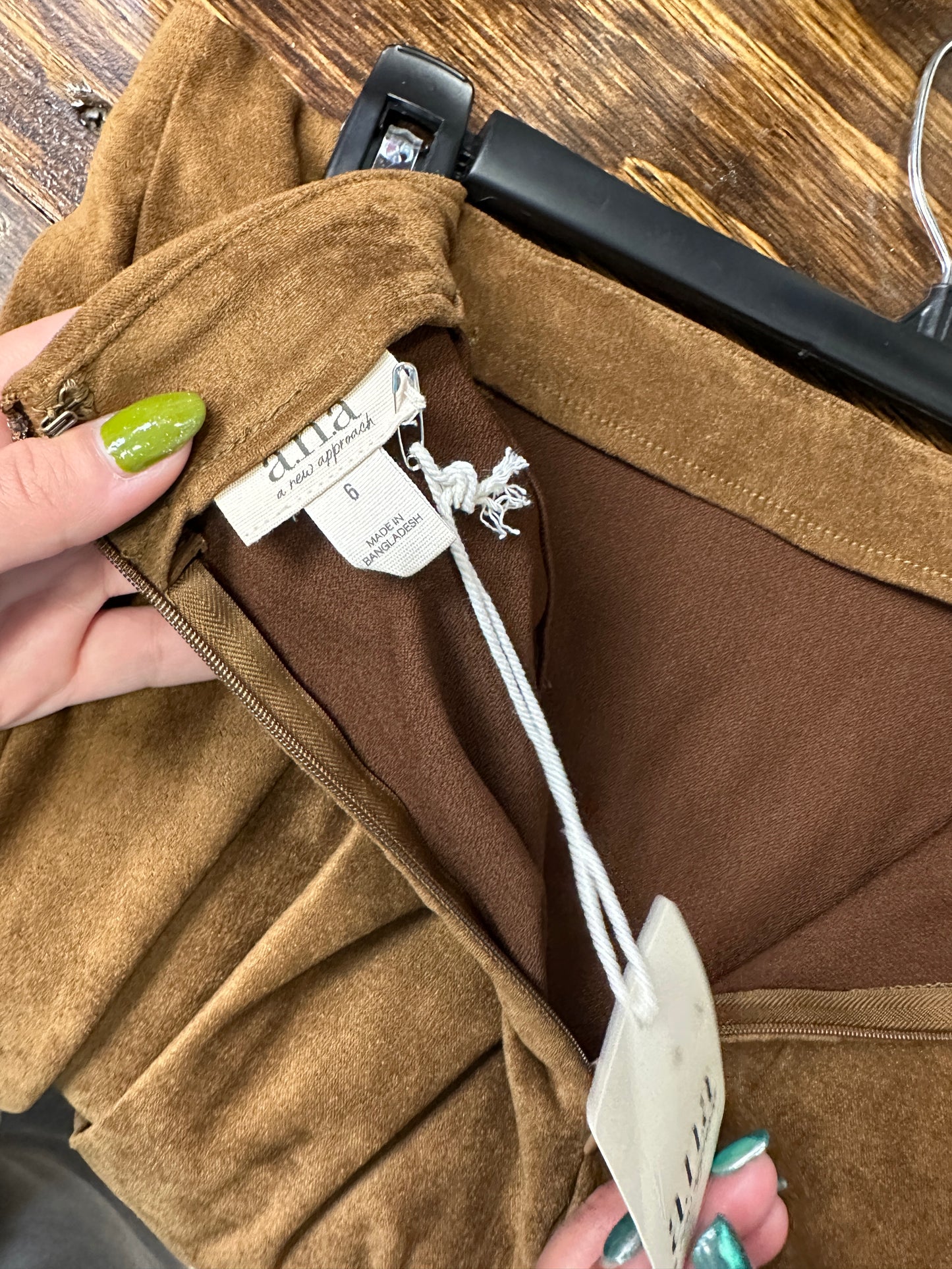 Brown Faux Suede Mini Skirt Size 6 New With Tags