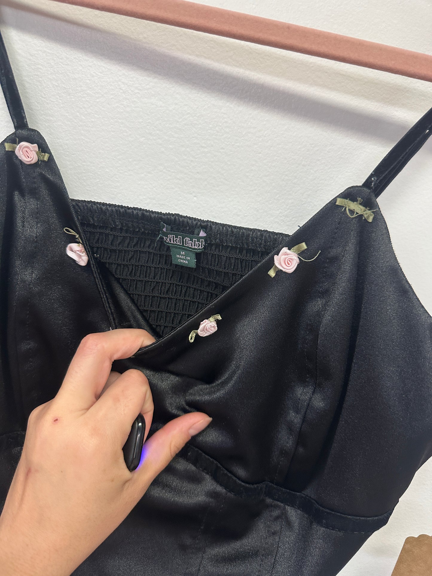 Wild Fable Black Satin Crop