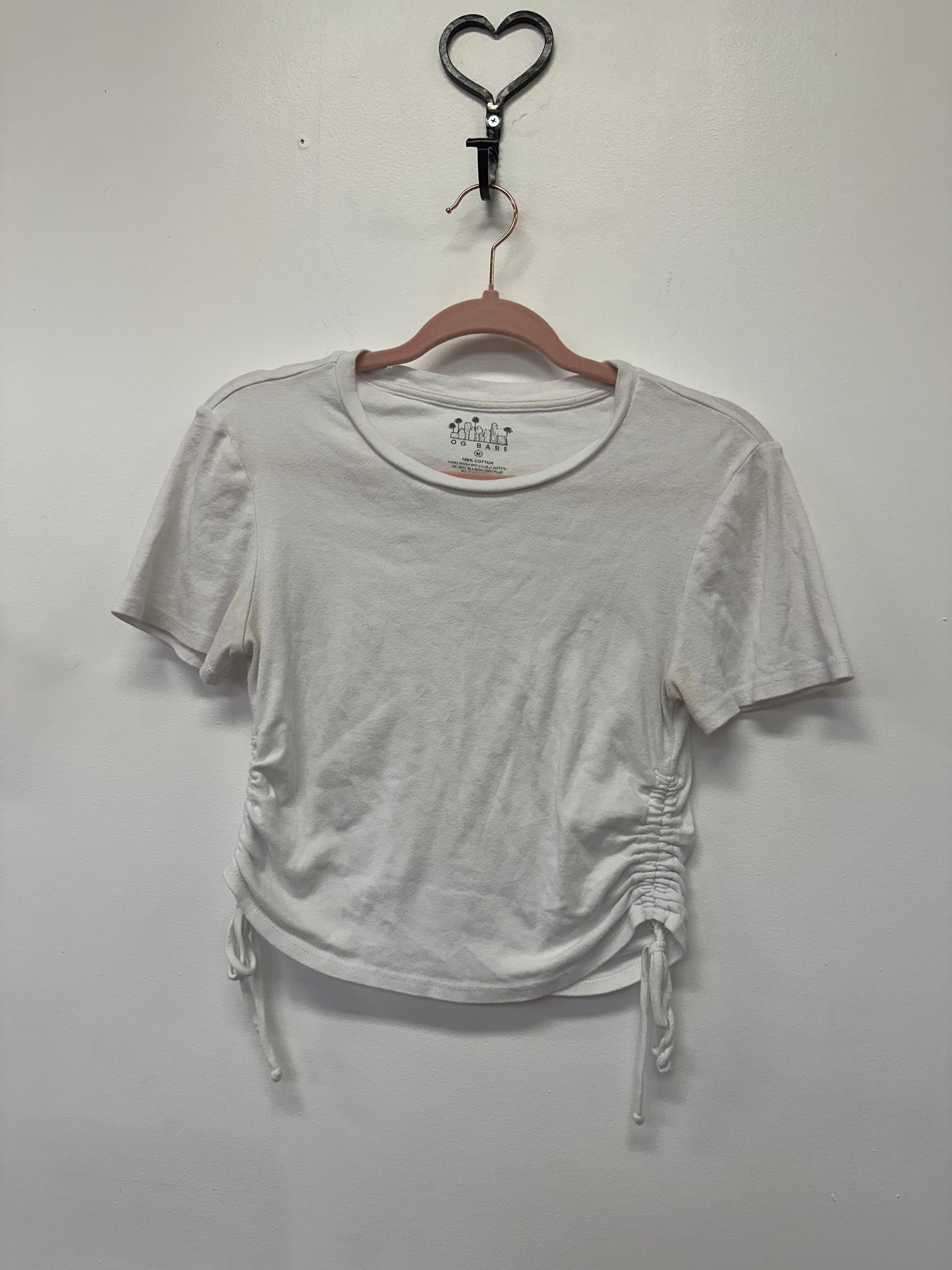 White Ruched Crop Tee