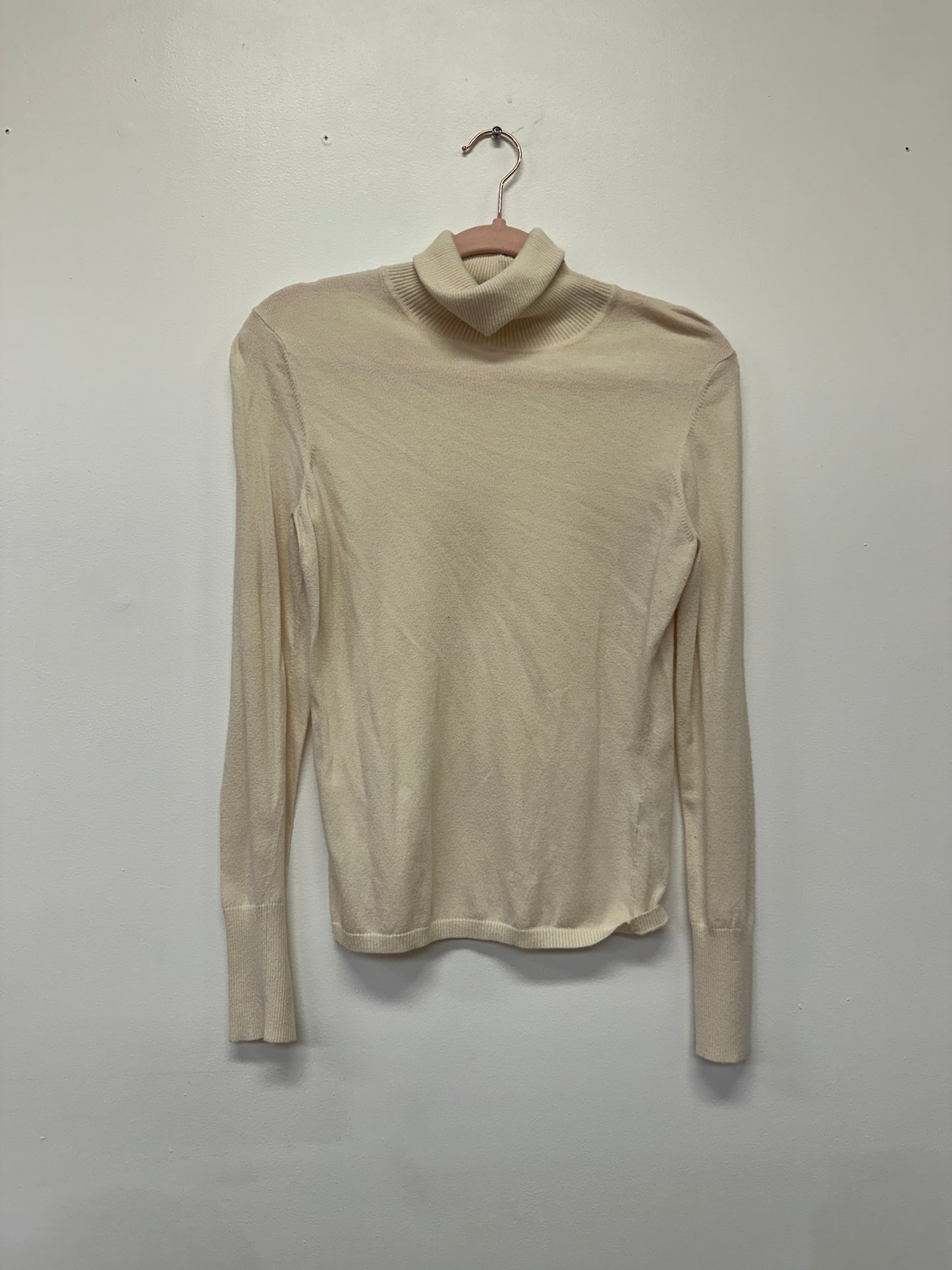 Cream Fitted Turtleneck Sweater