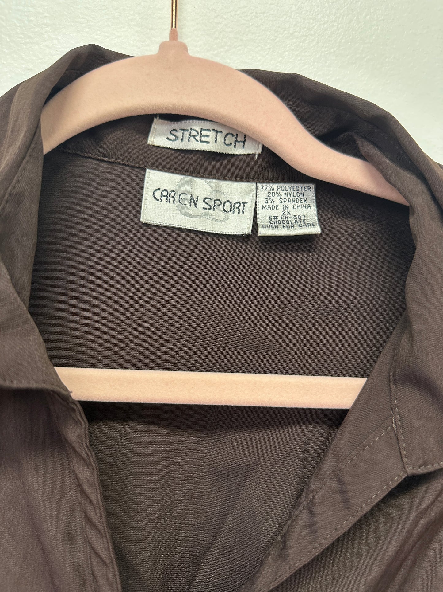 Brown Lace-Up Corset Detail Blouse