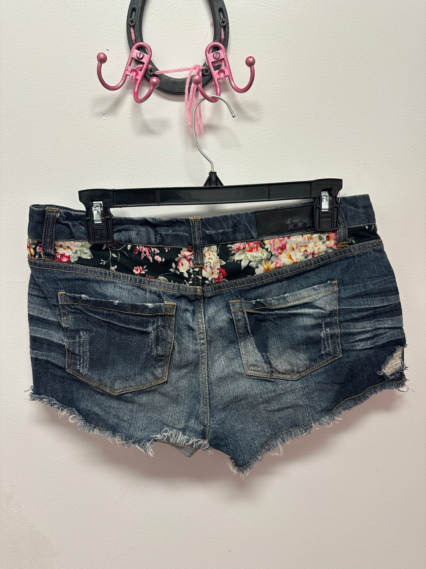 C Pink Floral Jean Shorts