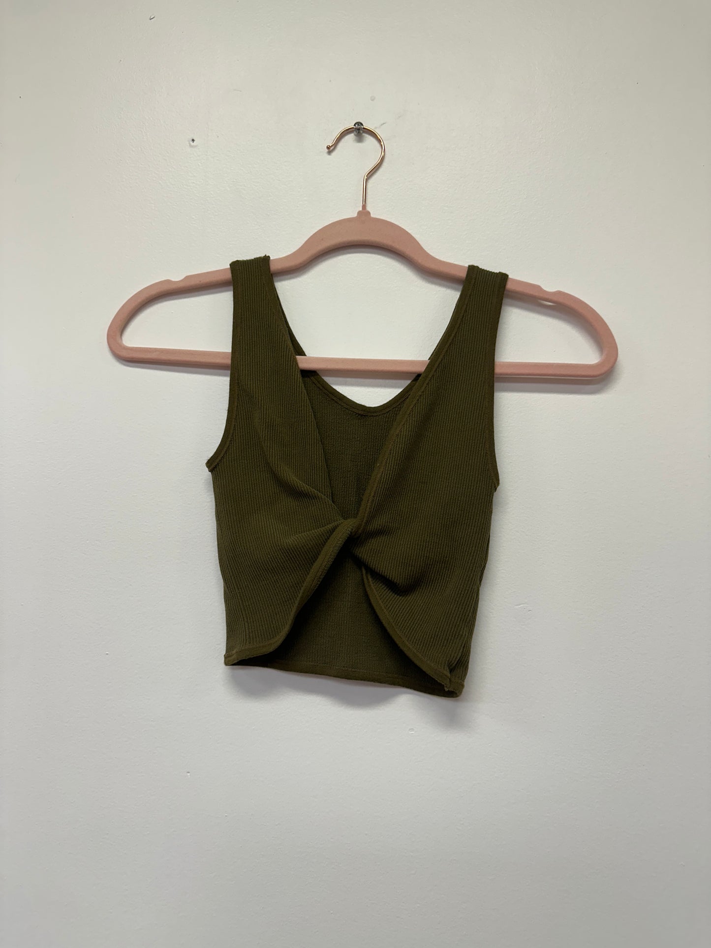 Olive Twist Front Crop Top