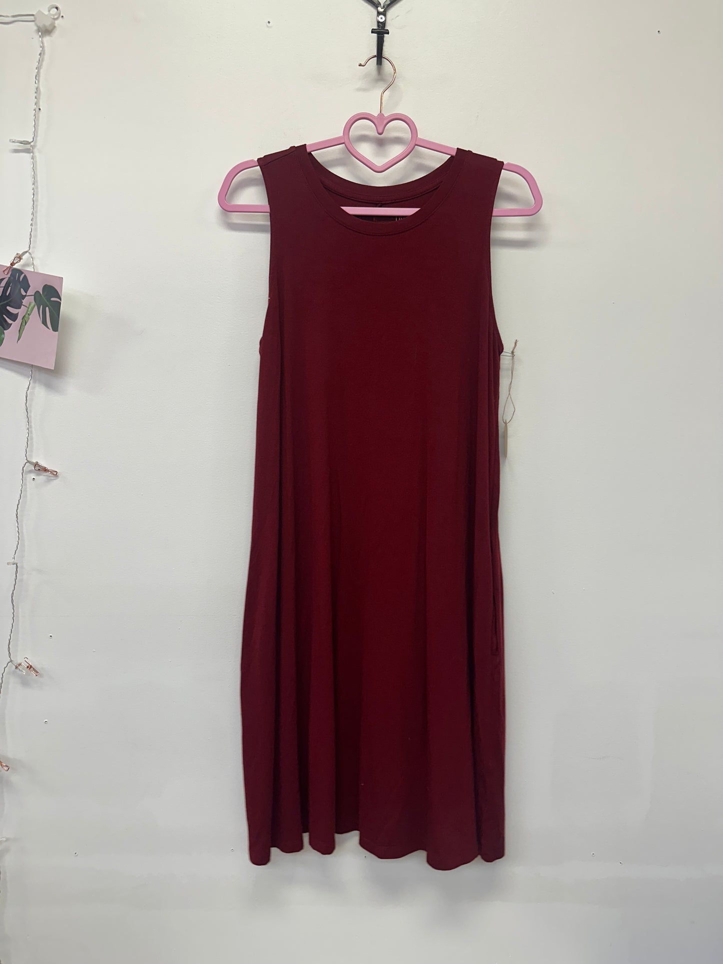Burgundy Sleeveless Swing Dress