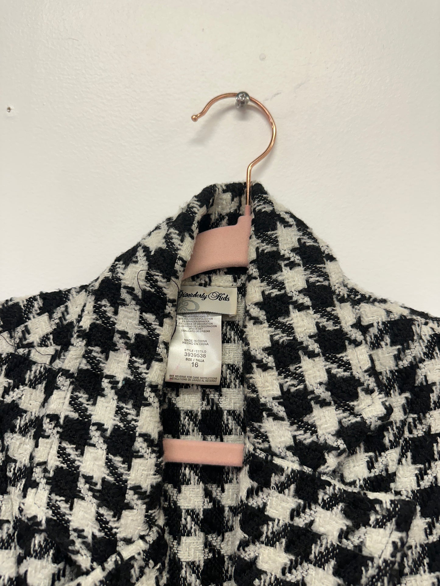 Black & White Houndstooth Belted Coat Size 16
