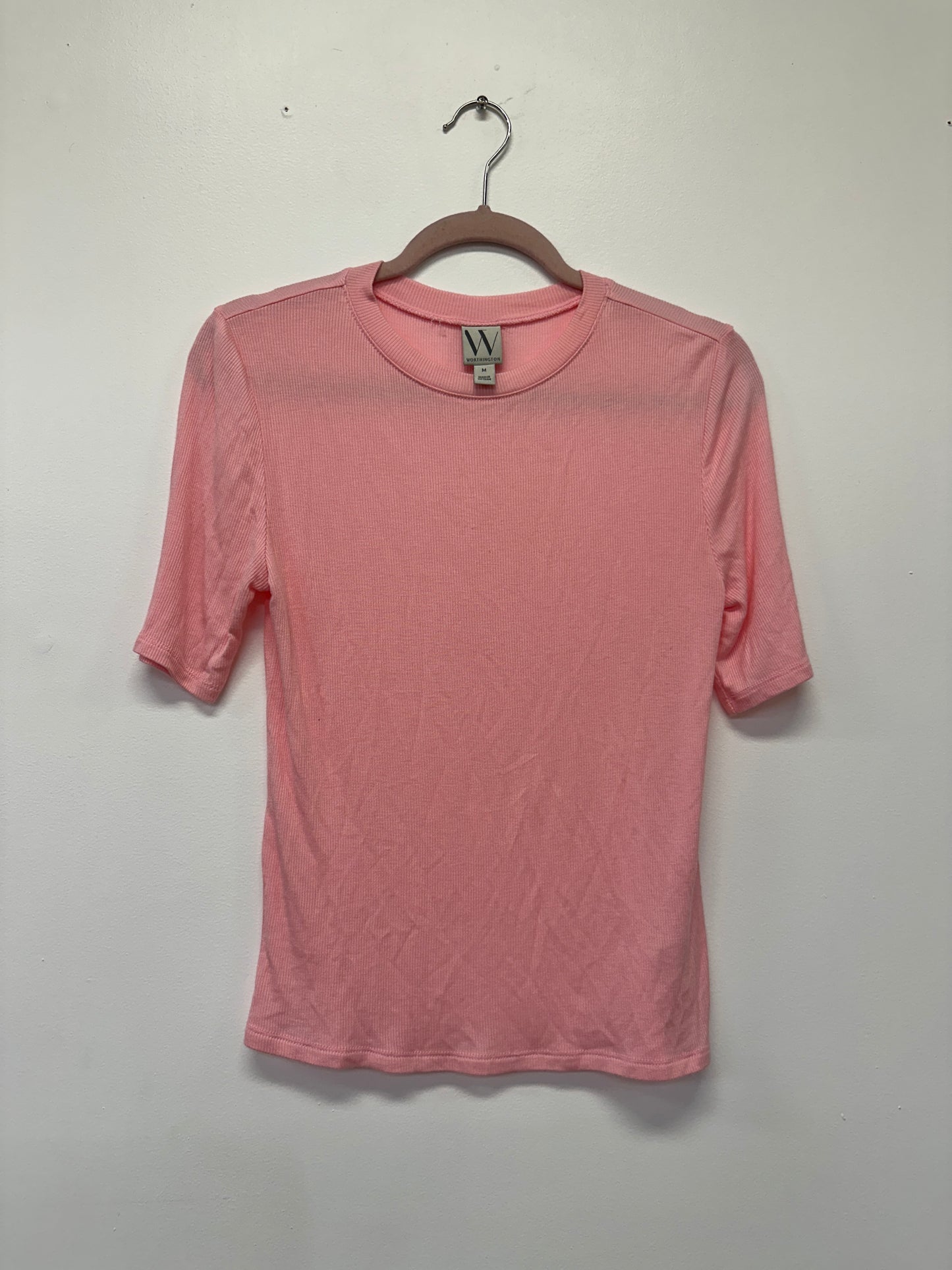 Worthington Pink Fitted Rib Tee