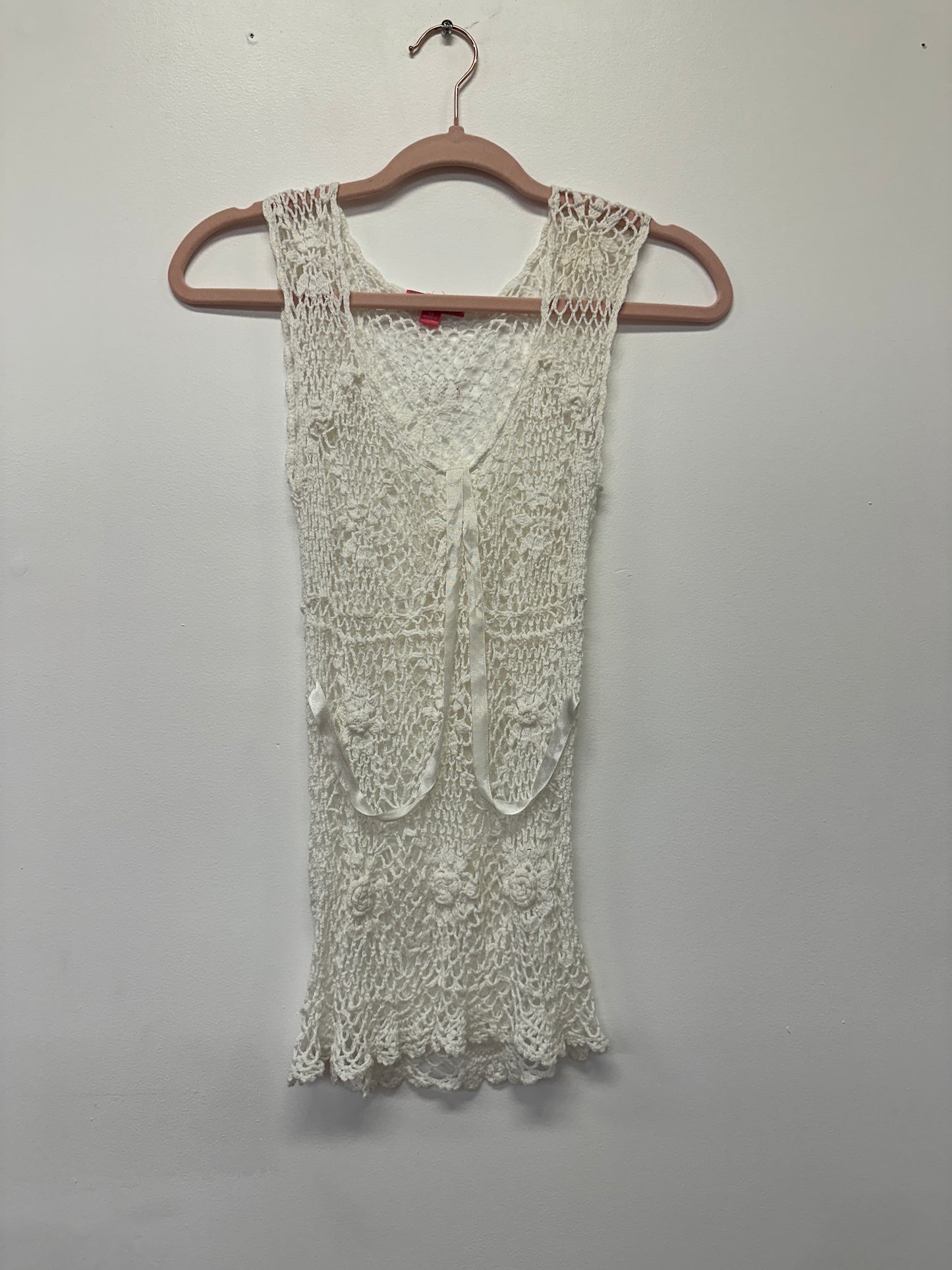 White Crochet Knit Tank
