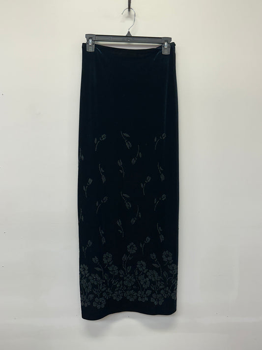 Dark Green Floral Maxi Skirt Sheer Overlay L XL