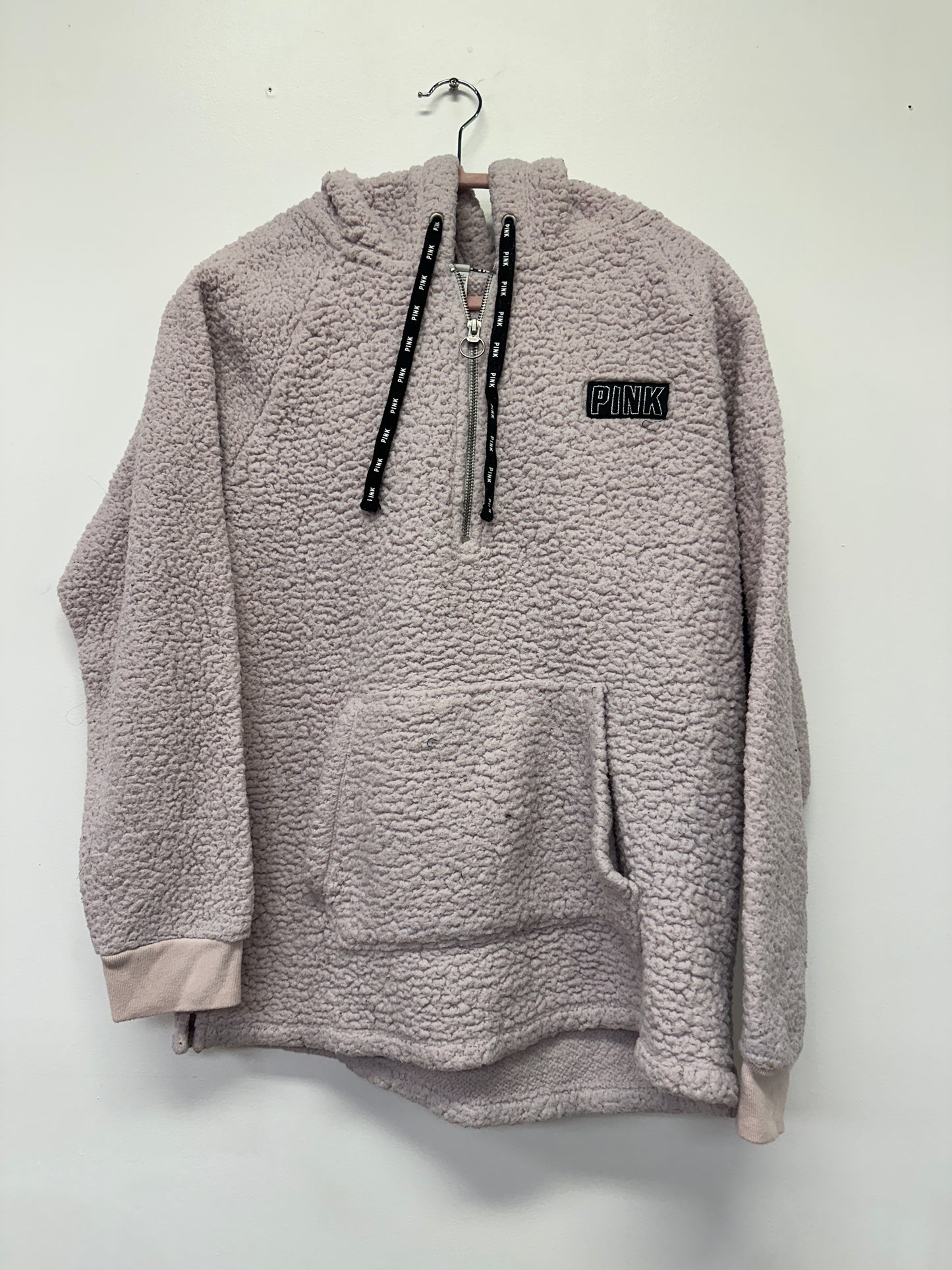 PINK Taupe Sherpa Hoodie