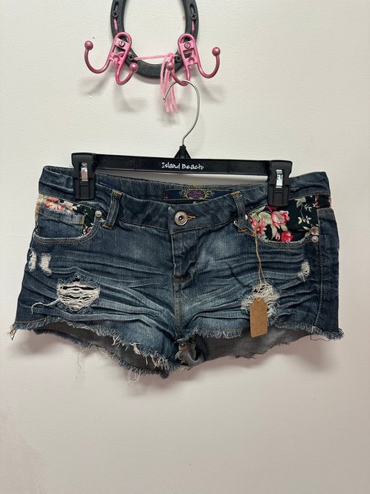 C Pink Floral Jean Shorts
