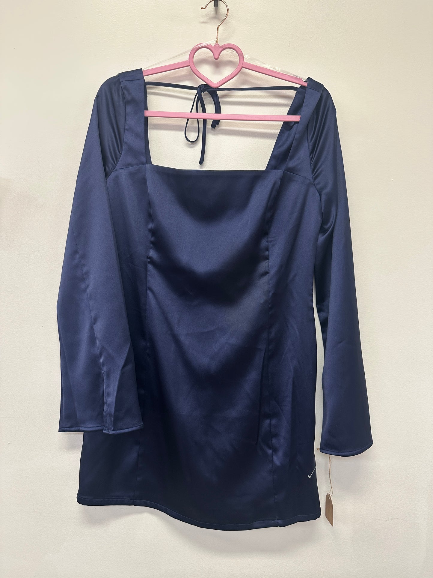Wild Fable Navy Satin Open Back Mini Dress