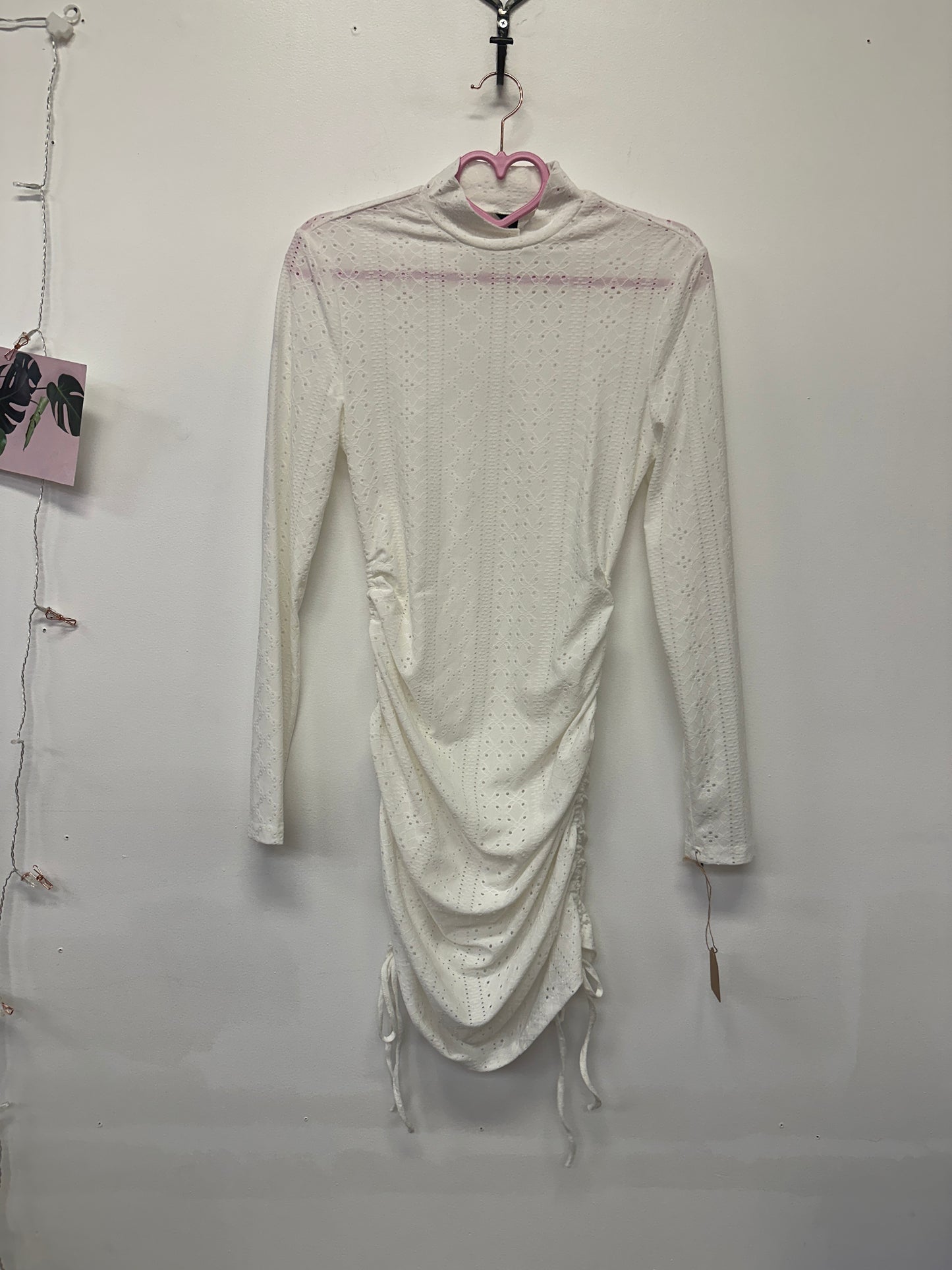 White Eyelet Ruched Dress