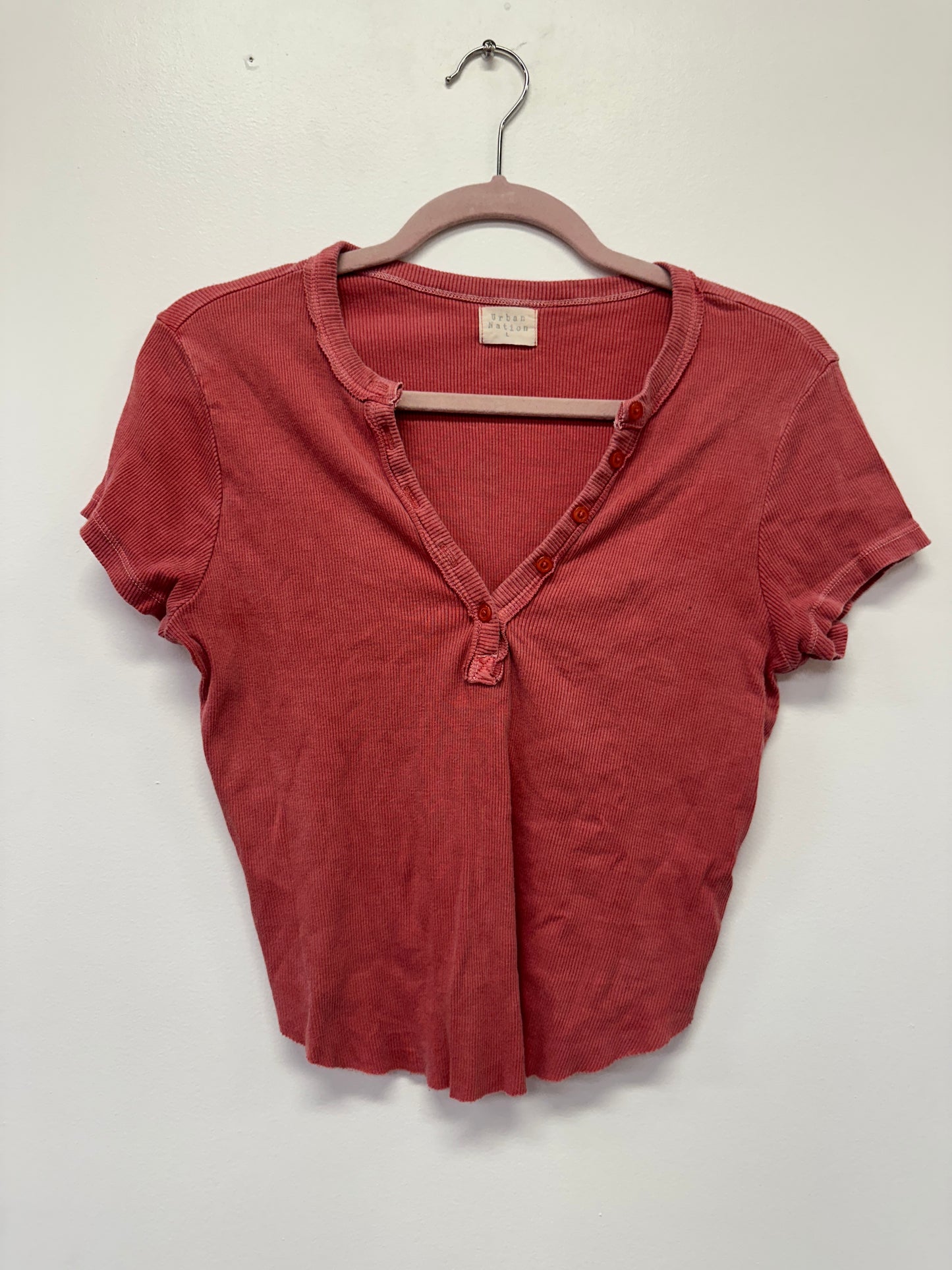 Ribbed Button Front Crop Top