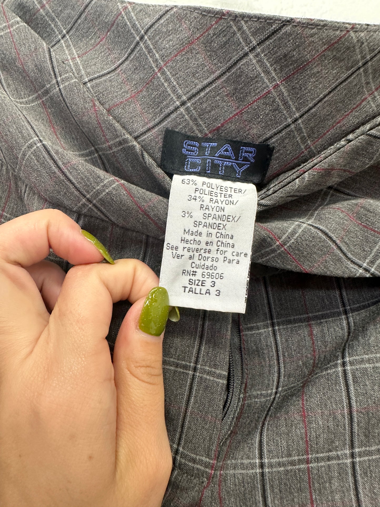 Star City Gray Plaid Flare Pants