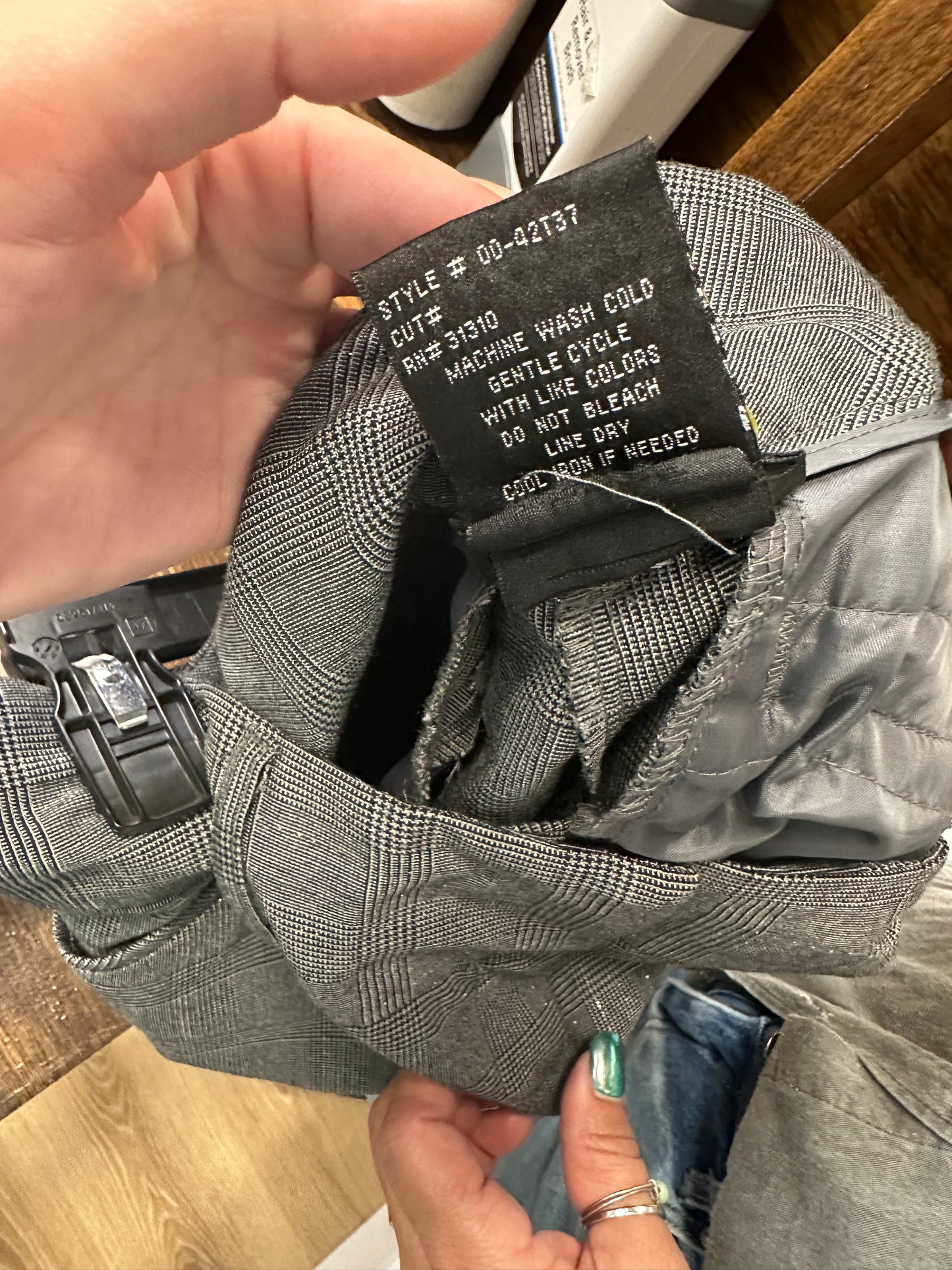 IZ Byer California Gray Plaid Pants