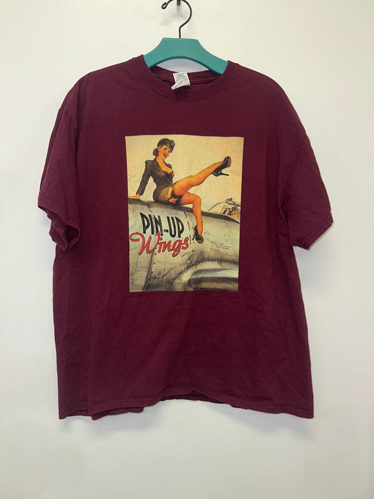 Burgundy Pin up T-Shirt