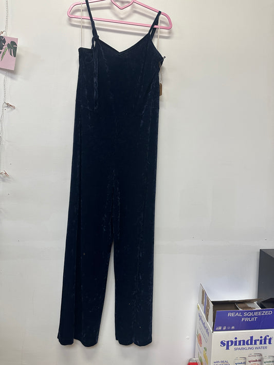Aerie Navy Velvet Wide Leg Jumpsuit