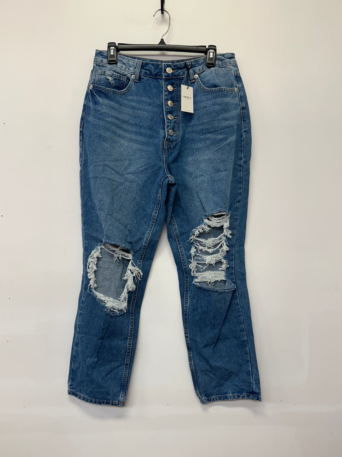 Forever 21 Button Fly Distressed Straight Leg Jeans Size 30