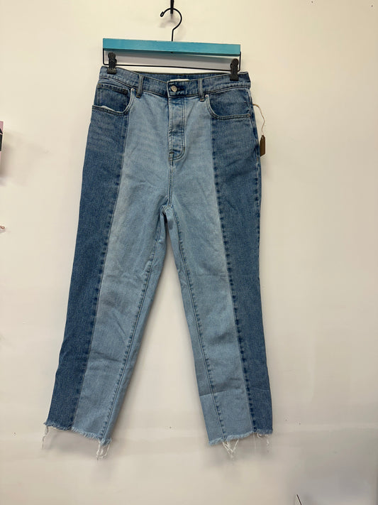 Two Tone High Rise Straight Jeans
