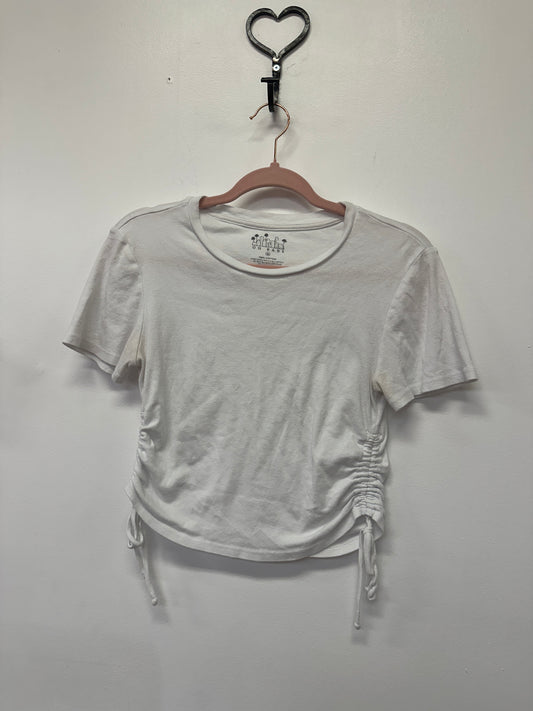 White Ruched Crop Tee