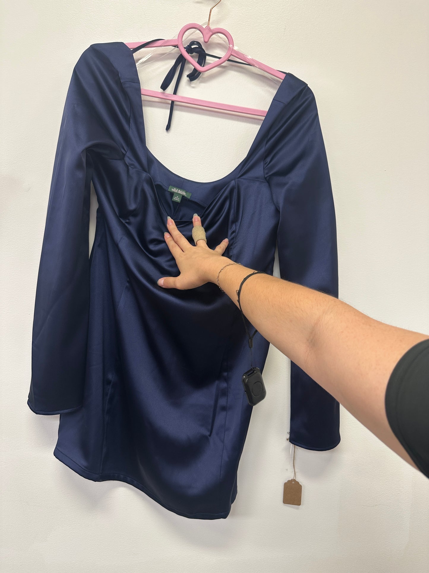 Wild Fable Navy Satin Open Back Mini Dress