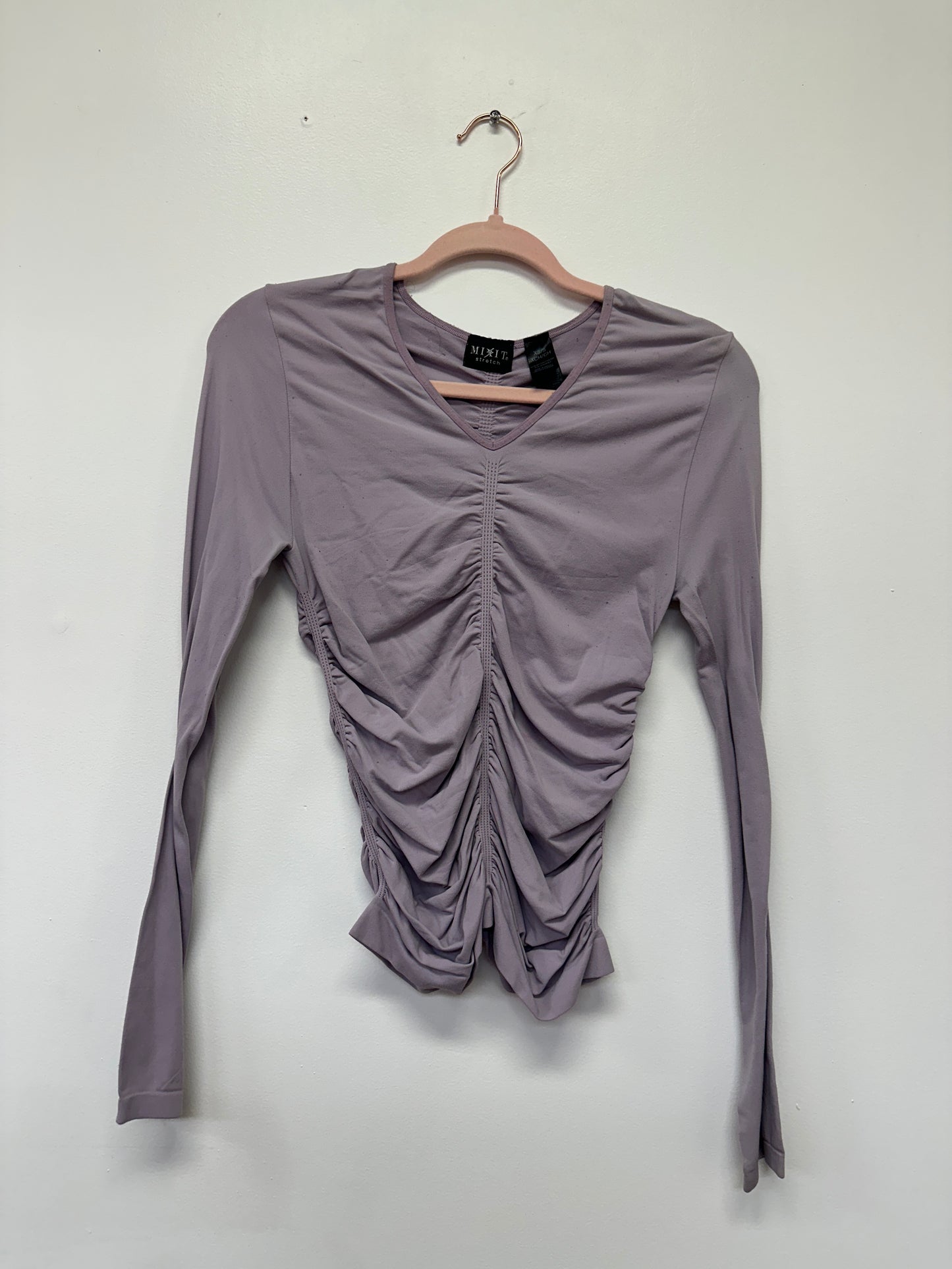 Mauve Ruched Long Sleeve Top