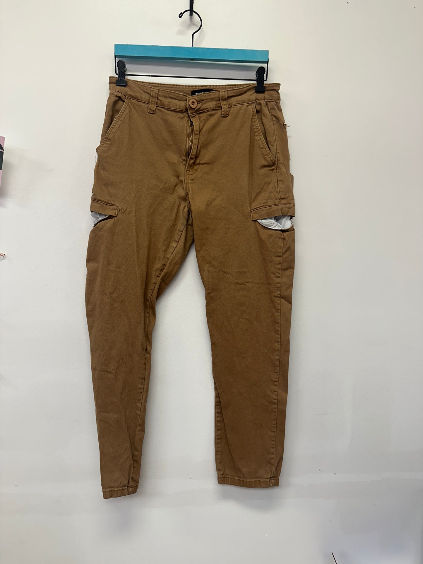 Tan Slim Cargo Pants