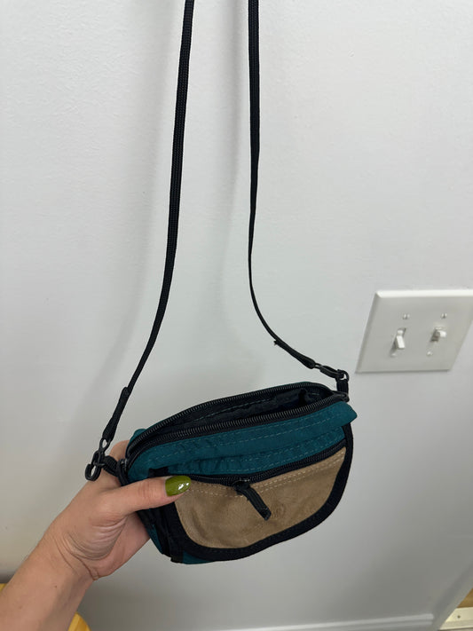 Teal & Tan Vintage Mini Crossbody