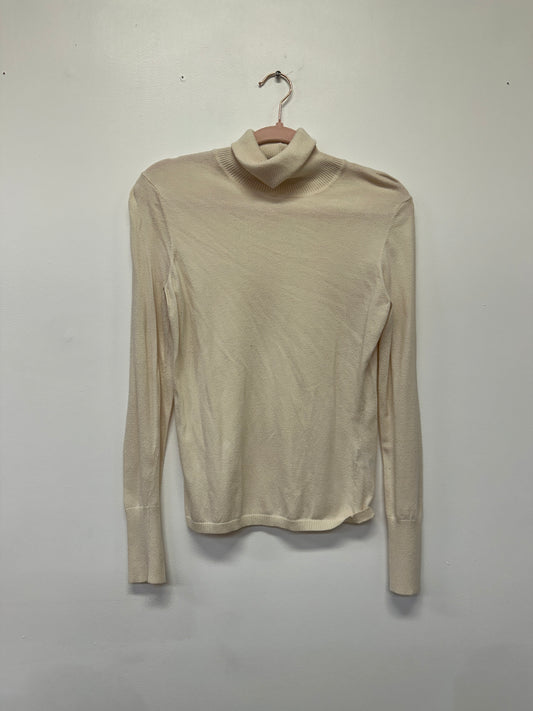 Cream Fitted Turtleneck Sweater