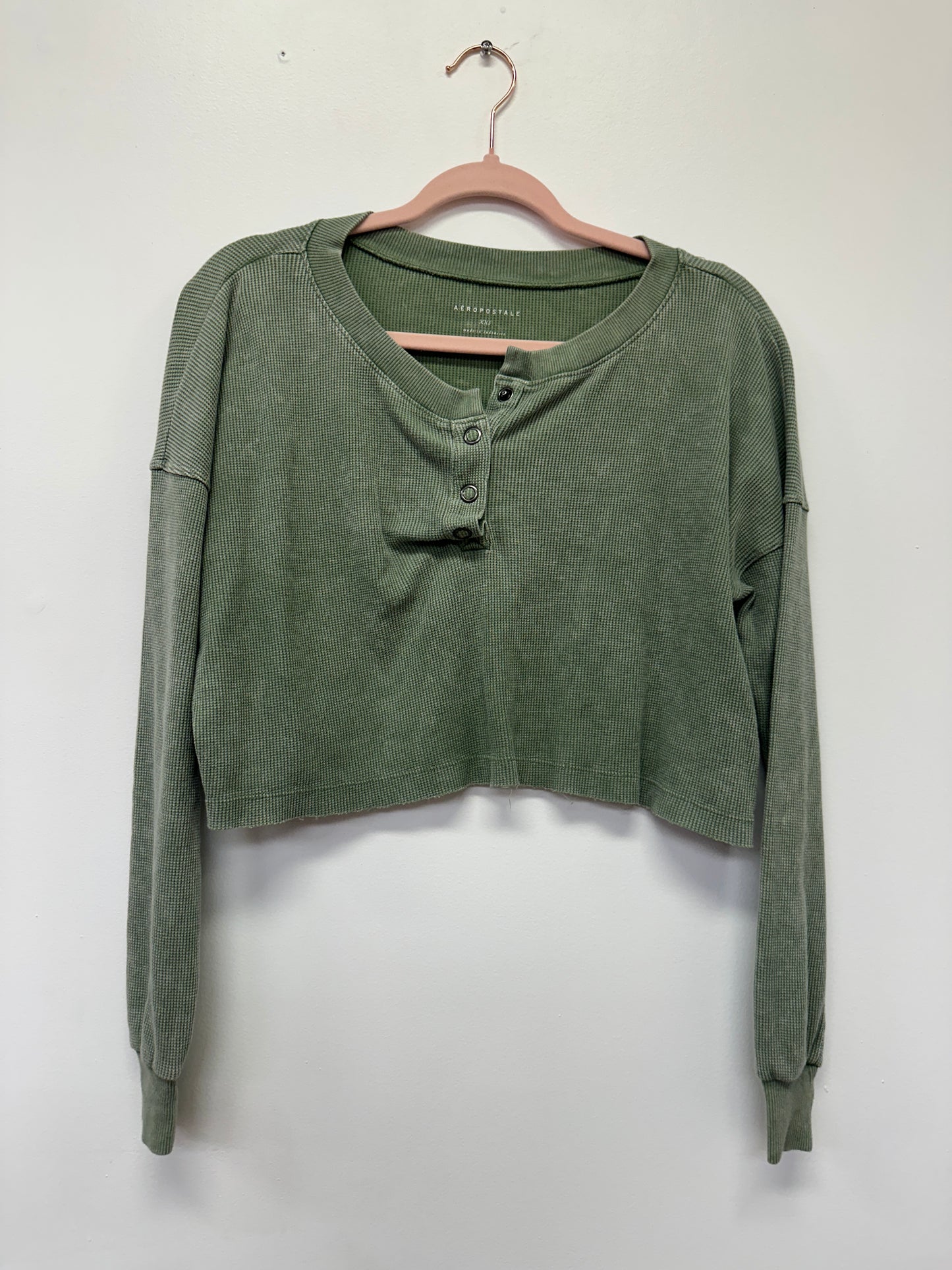 Aero Cropped Waffle Knit Henley
