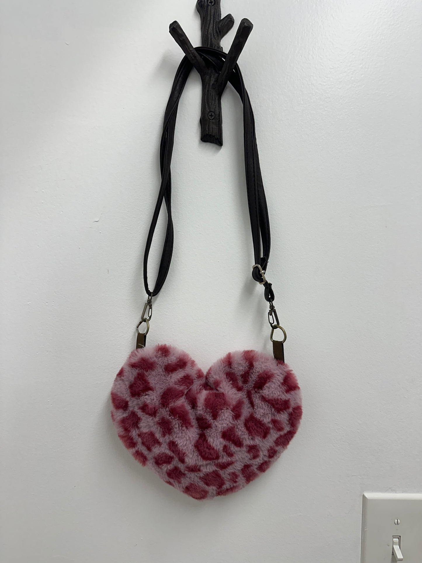 Pink Cheetah Heart Purse