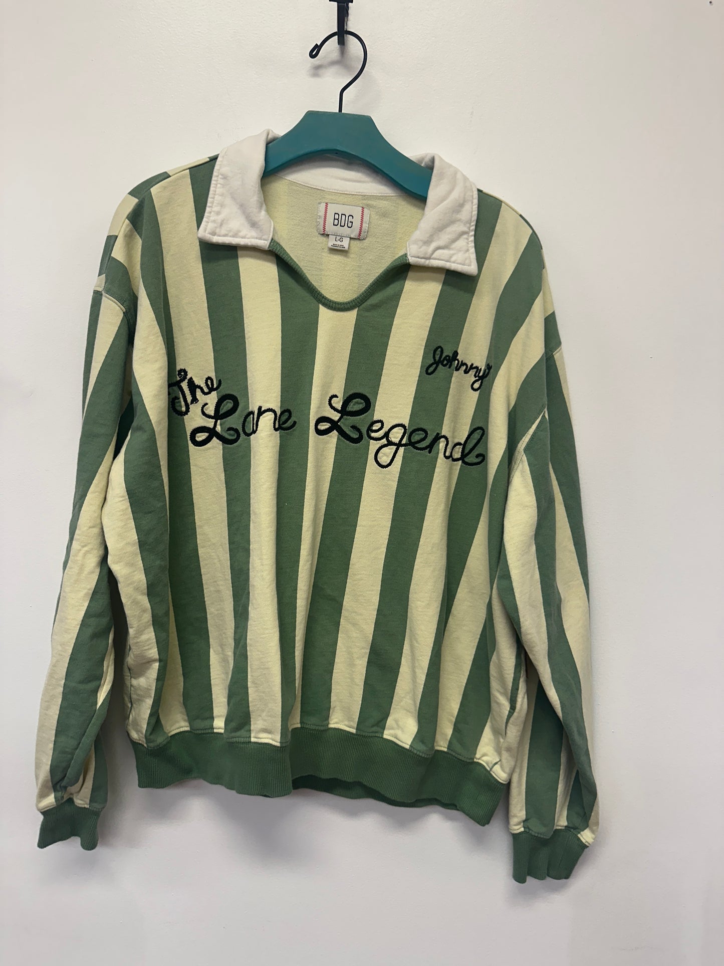 BDG The Lane Legend Green Striped Pullover