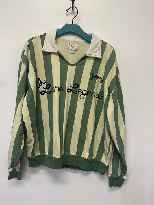 BDG The Lane Legend Green Striped Pullover