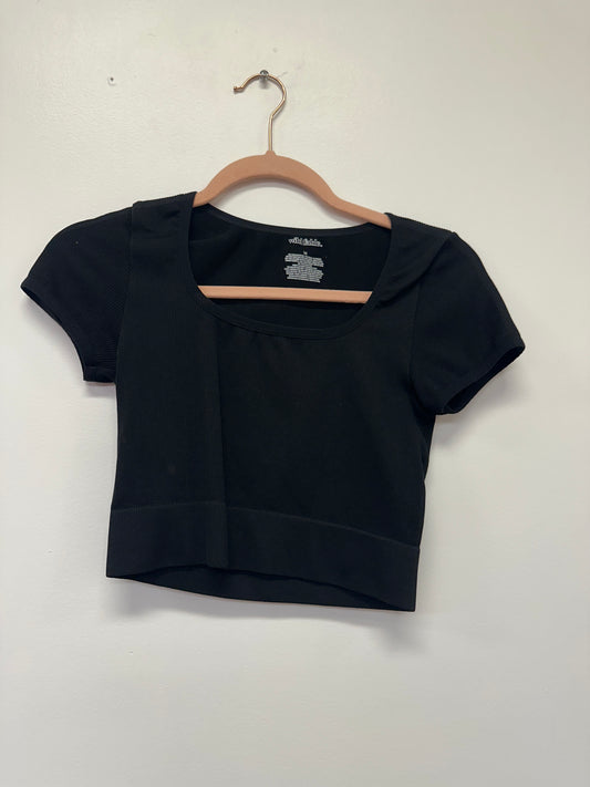 Wild Fable Black Ribbed Crop Top