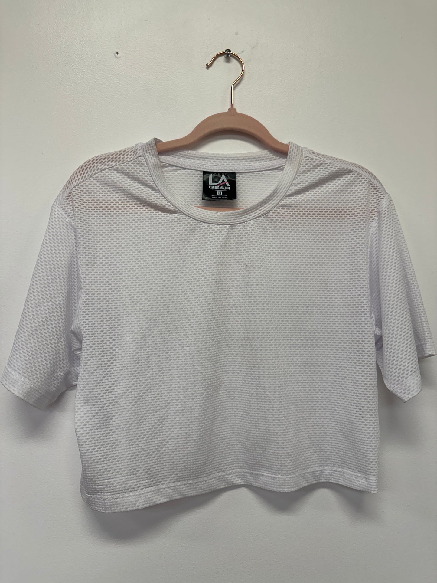 White Mesh Athletic Crop Top