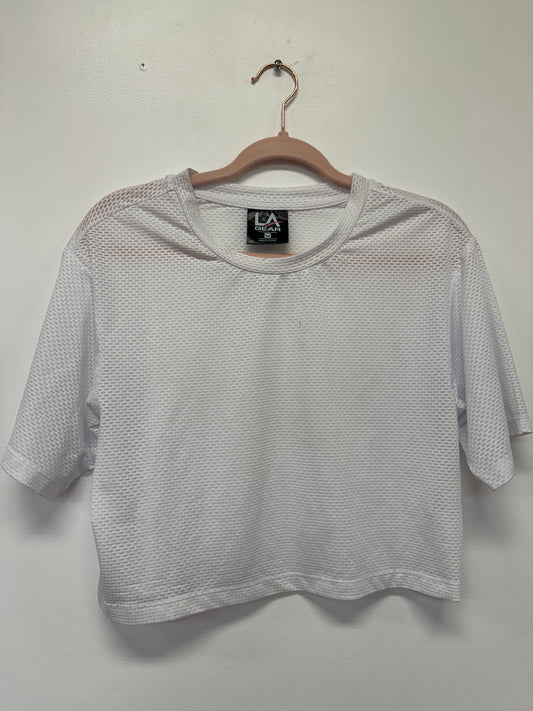 White Mesh Athletic Crop Top