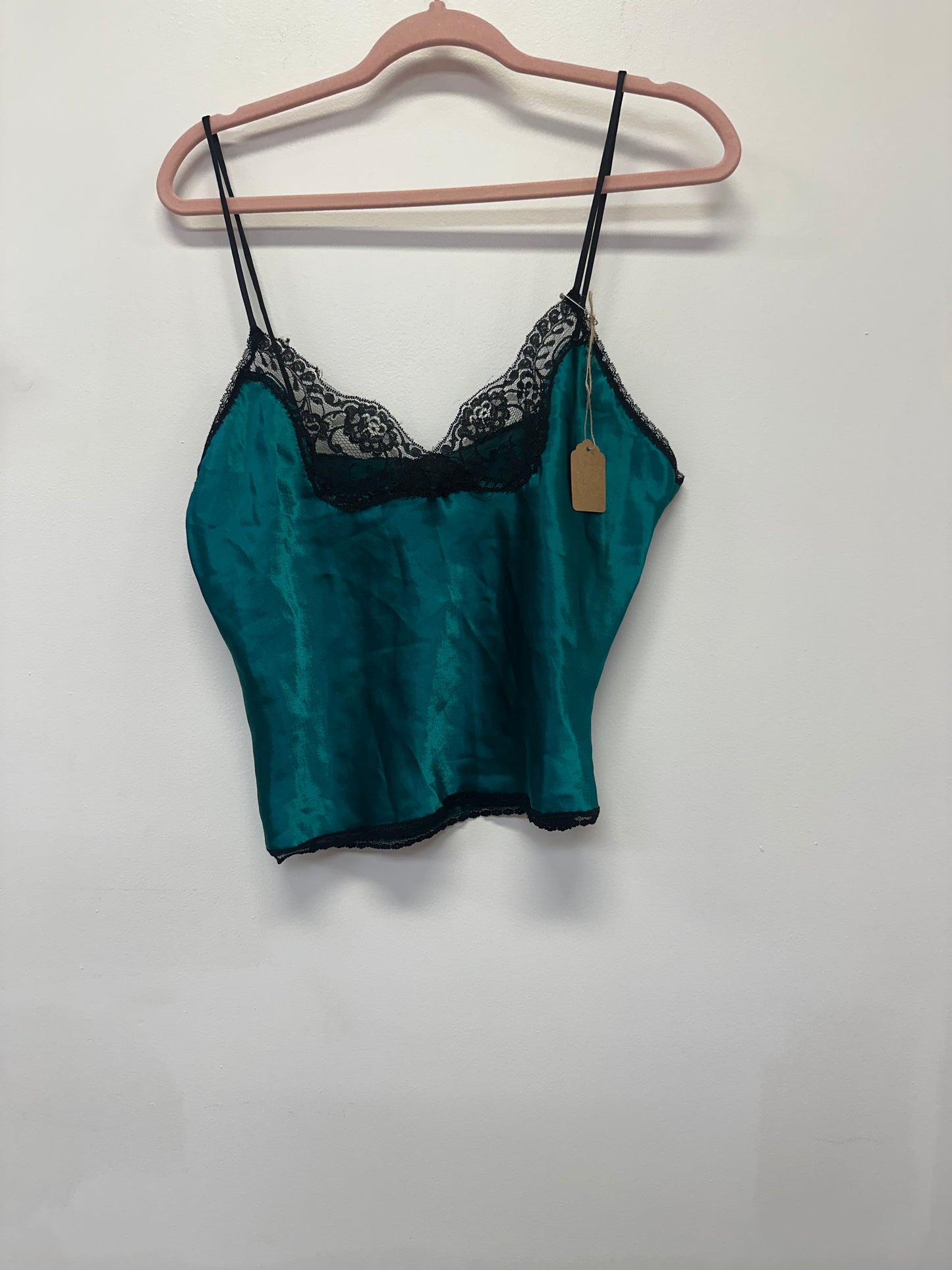 Green&Black Satin Slip Blouse