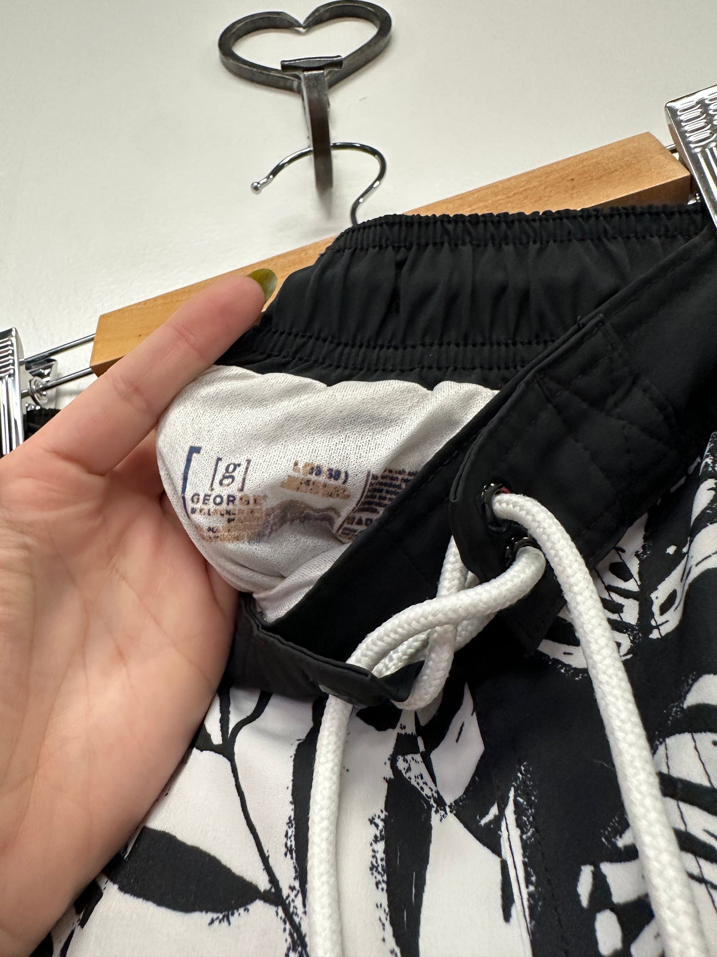 George Black and White Tropical Swim Trunks