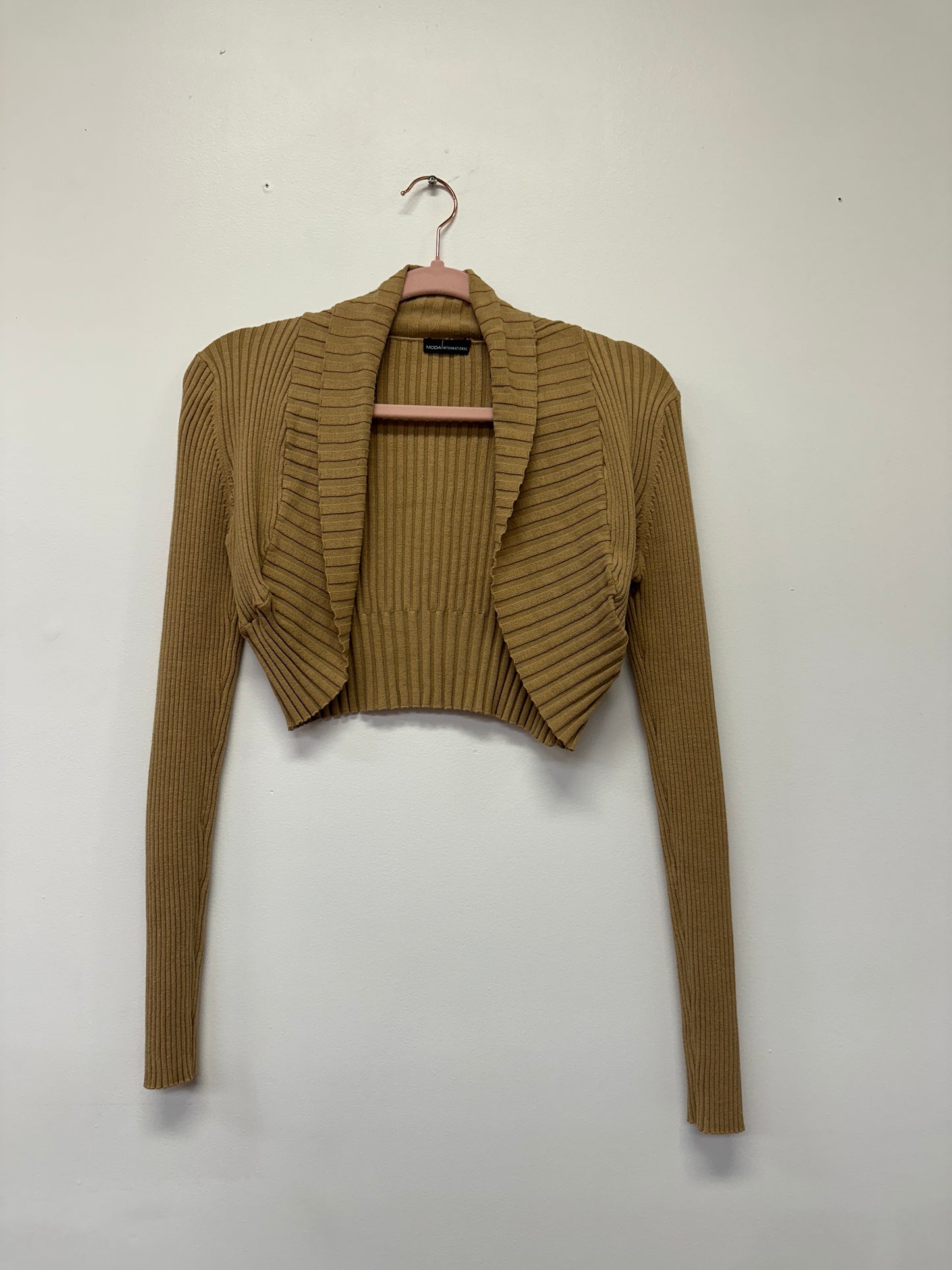 Tan Cropped Bolero Cardigan
