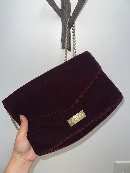Jimmy Choo Burgundy Velvet Chain Clutch