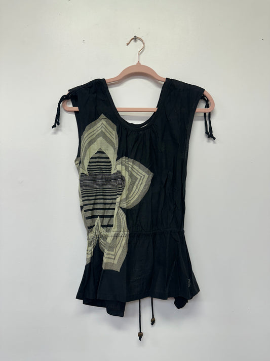Black Pattern Cinch Top