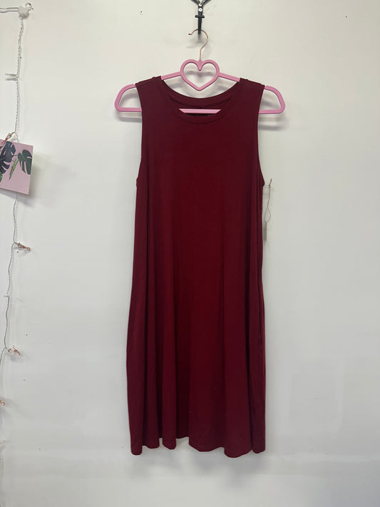 Burgundy Sleeveless Swing Dress