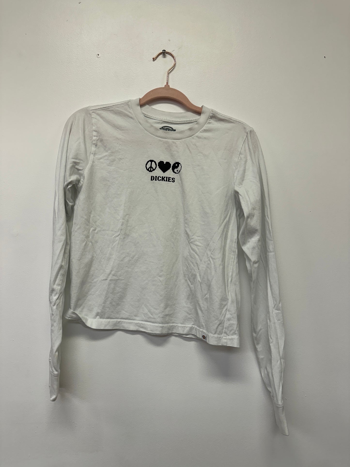 White Dickies Long Sleeve Baby Tee