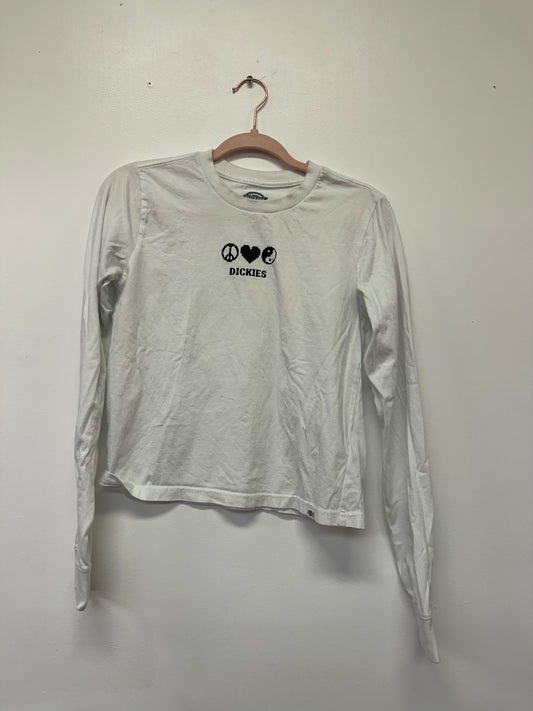 White Dickies Long Sleeve Baby Tee