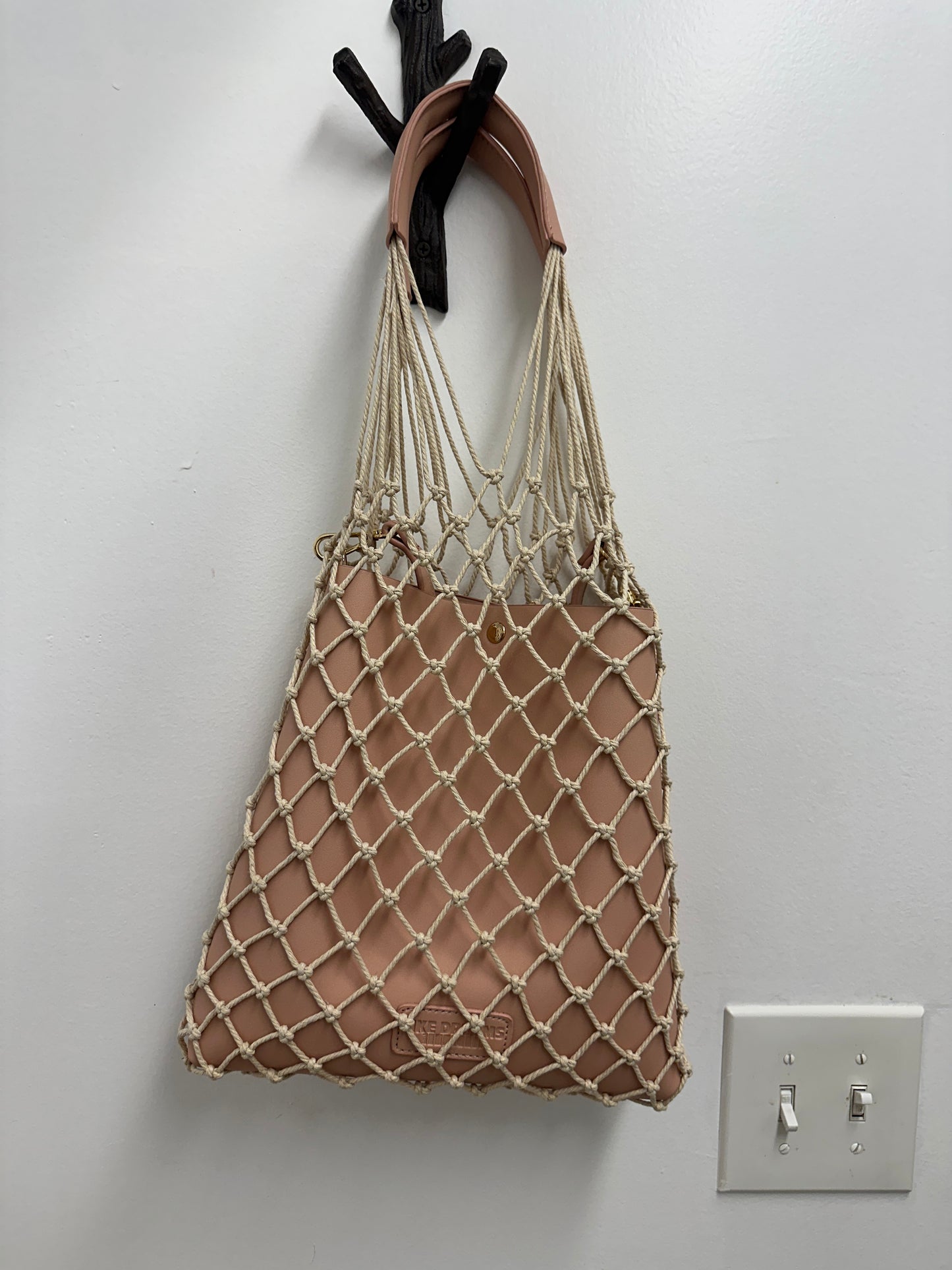 Neutral Woven Net Tote Bag