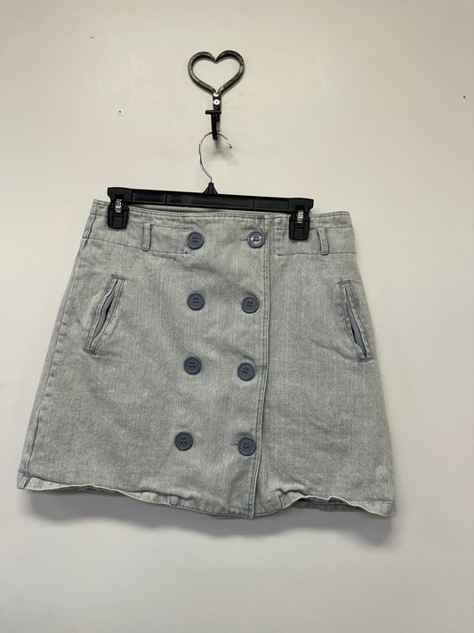 She + Sky Gray Button Front Skirt Large