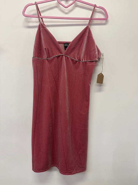 Pink Velvet Rhinestone Slip Dress