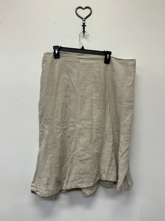 Beige Linen Midi Skirt Medium