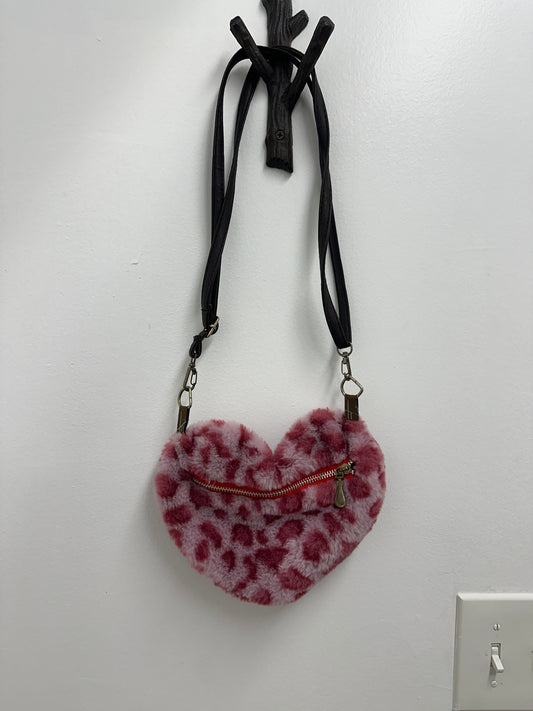 Pink Cheetah Heart Purse