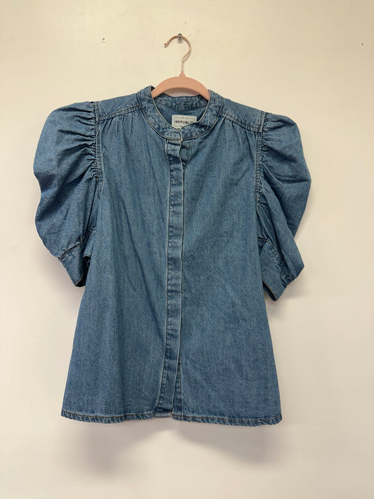 Denim Puff Sleeve Blouse